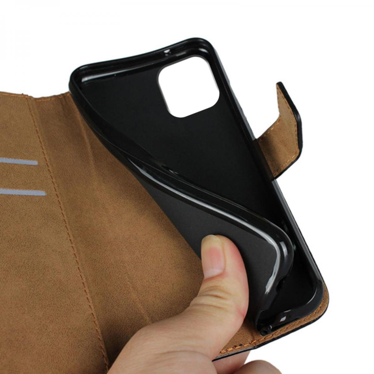 Leder Flip Case Für Xiaomi Redmi Note 10 5G / Poco M3 Pro – Magnetverschluss, Mit Standfunktion & Kartenfach, Schwarz